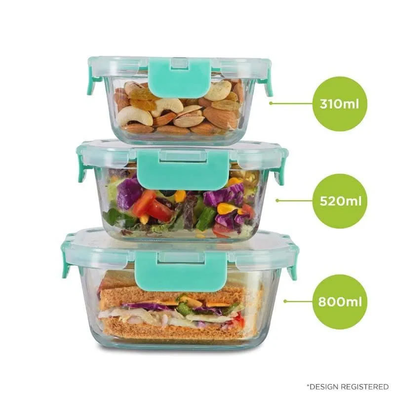 Crusade Square Glass Container (310, 520 & 800 ML) - Set Of Three media 4