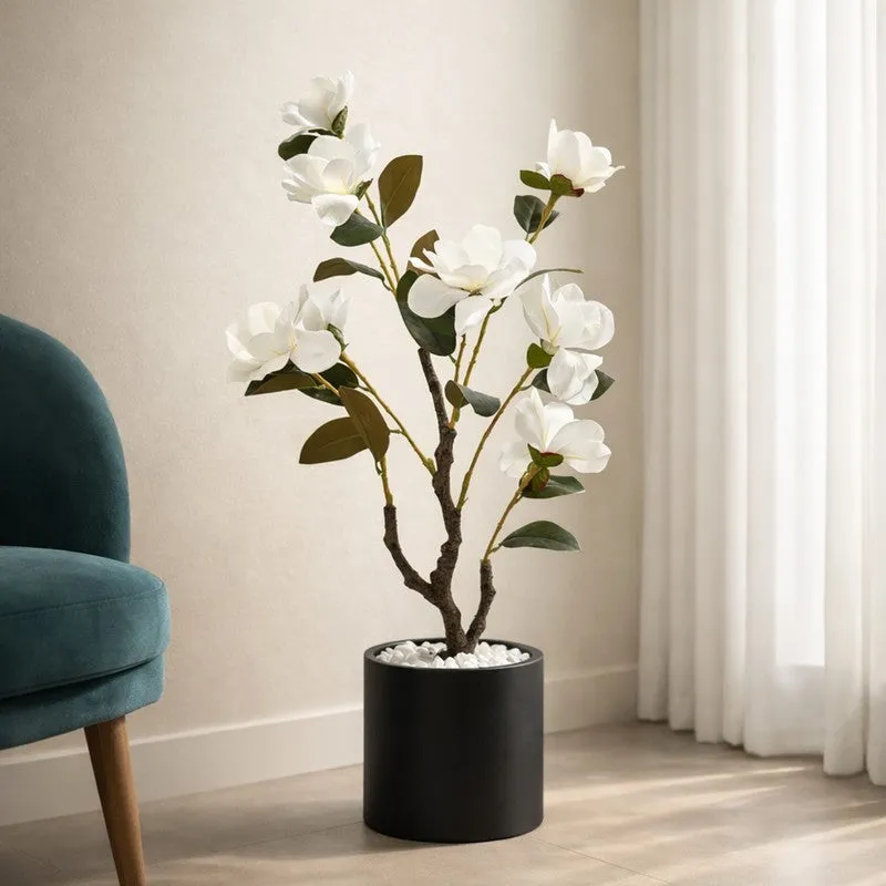 EternaFlora Magnolia Artificial Plant With Black Plastic Pot - 91 cm (3 ft) media 6
