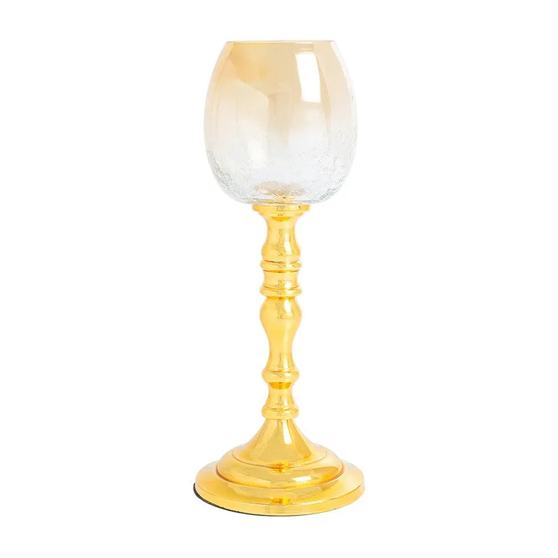 Polido Textured Glass Candle Holder - Gold media 2