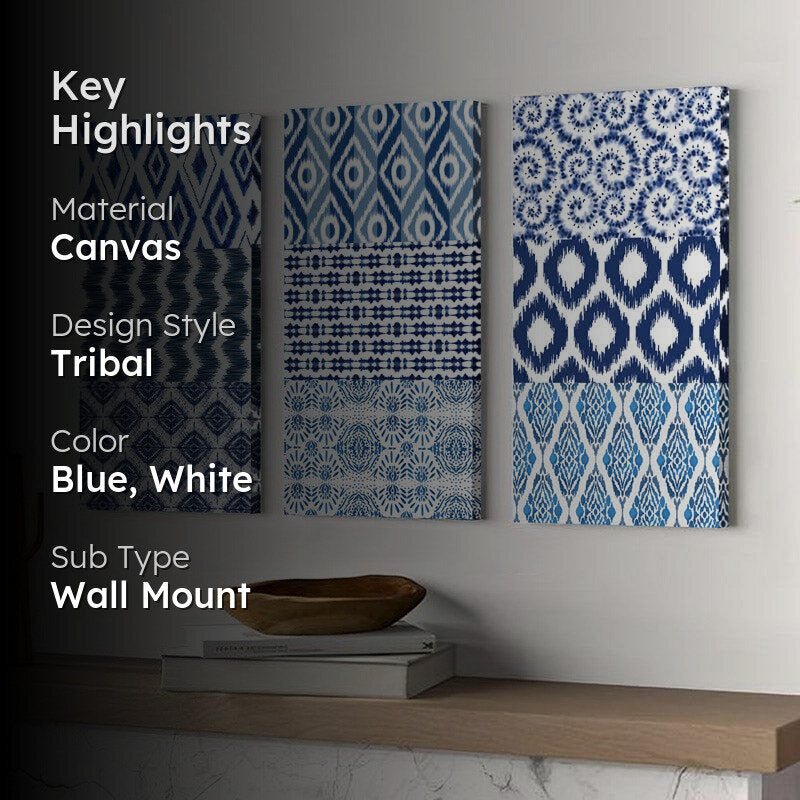 Indigo Ethnic Artisan Wall Art - Set Of Three media 2