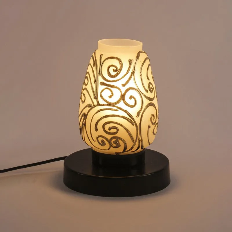 Spledra Glass Table Lamp With Wooden Base - Multicolor media 6