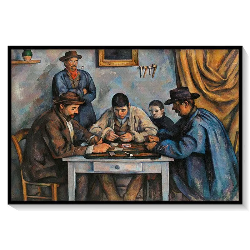 The Card Players Canvas Painting By Paul Cezanne - Black Frame media 3