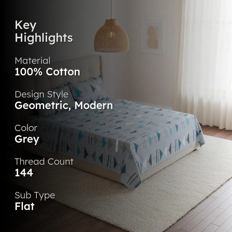 Arrow Truce Cotton Bedsheet (Blue) - 144 TC media 2