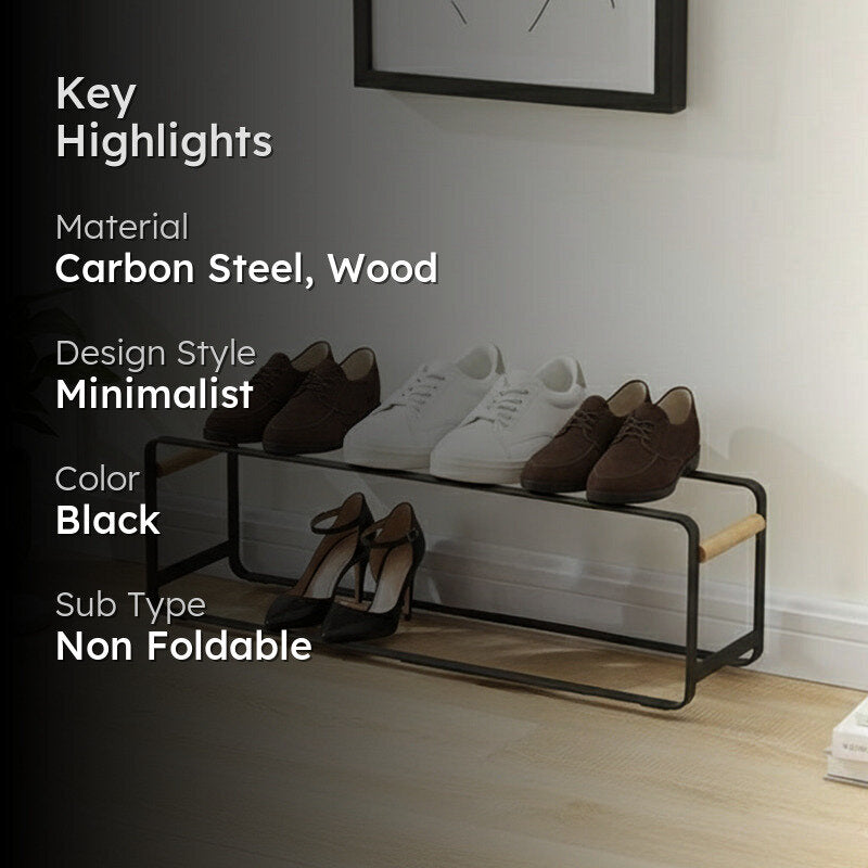 Chic Sole Carbon Steel & Wood Shoe Rack - Black media 2