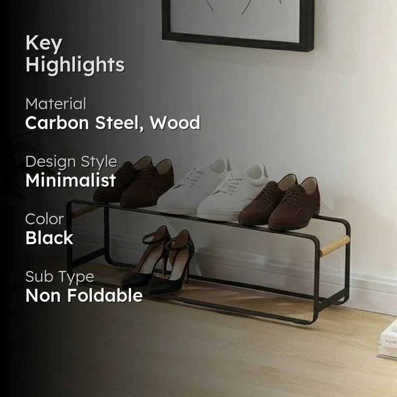 Chic Sole Carbon Steel & Wood Shoe Rack - Black media 2