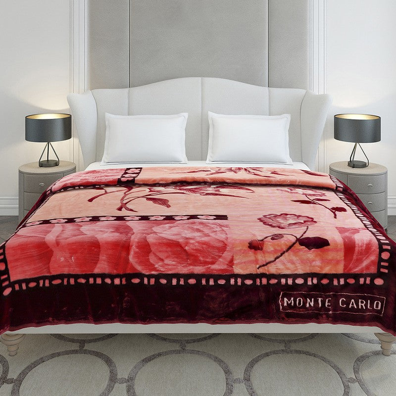 Monte Carlo Crimson Dreamscape Blanket (Maroon,Pink) - 852 GSM media 3