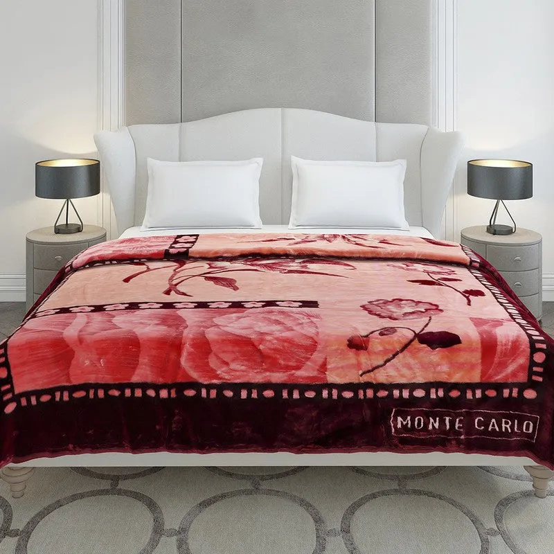 Monte Carlo Crimson Dreamscape Blanket (Maroon,Pink) - 852 GSM media 3