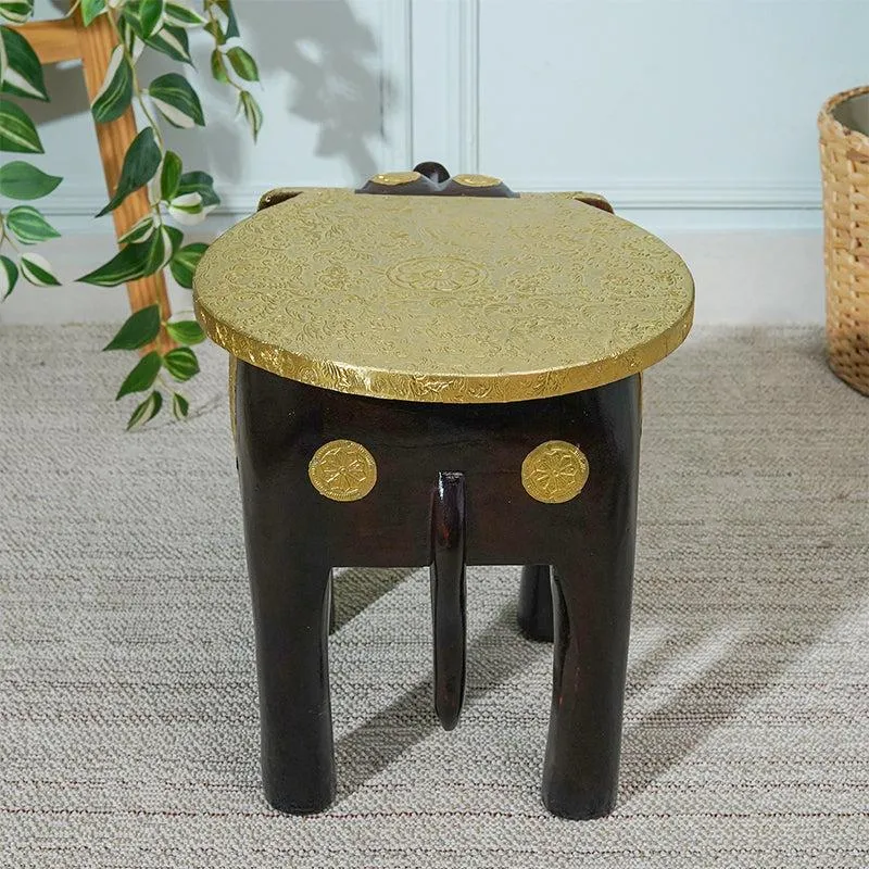 Gajendra Ethnic Wooden Stool media 4