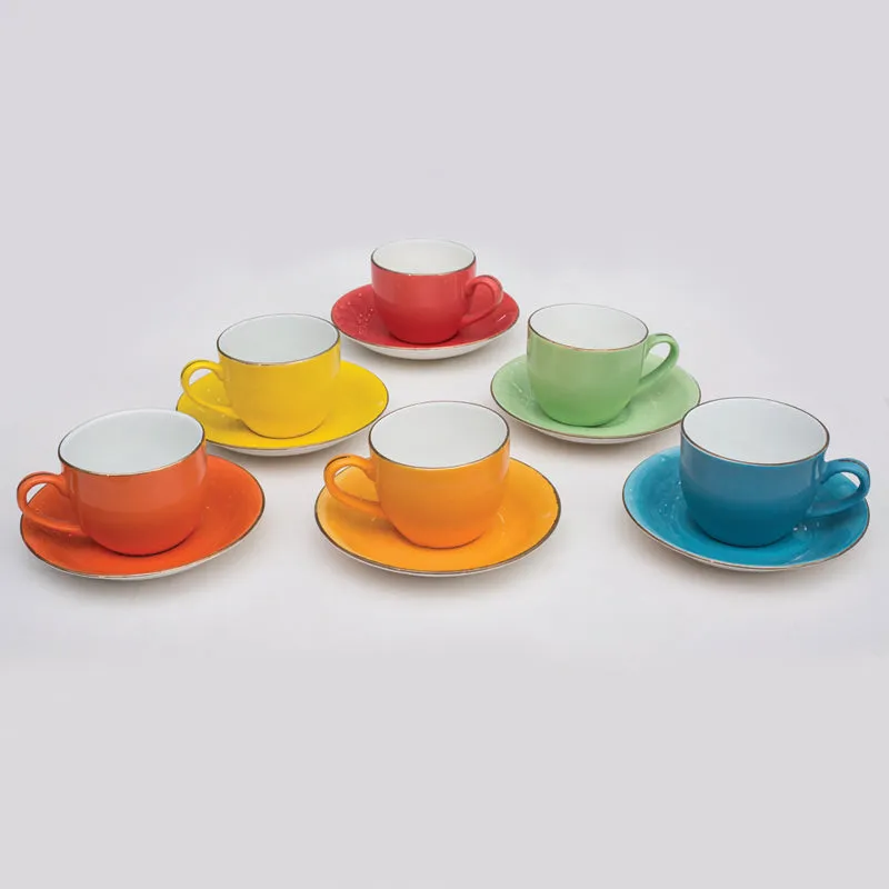 Eros Chroma Bone China Multicolor Cup (100 ML) - Twelve Piece Set media 4