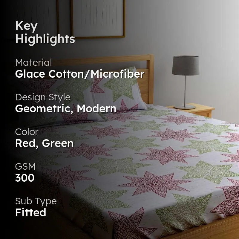 Twinkling Zest Fitted Microfiber Bedsheet - 300 GSM media 2