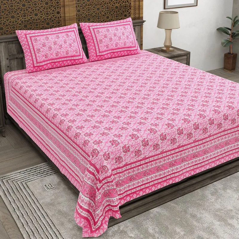 Linera Cotton Bedsheet (Pink) - 240 TC media 1