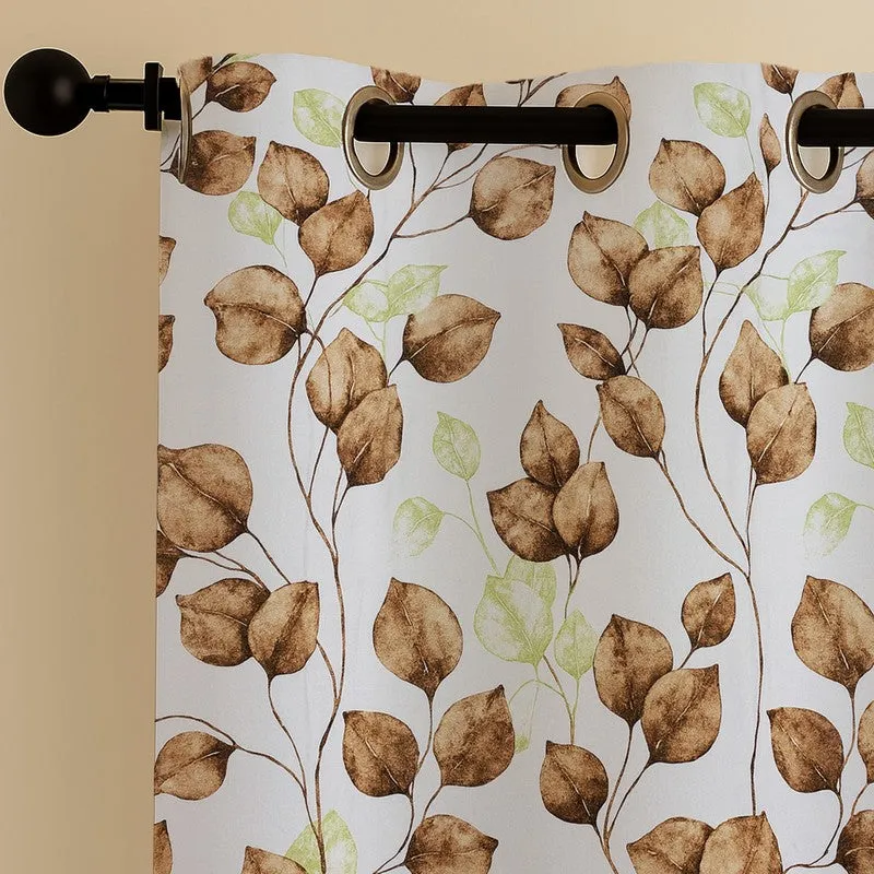 Garden Glow Cotton Curtains (brown,white) - Set Of Three media 5