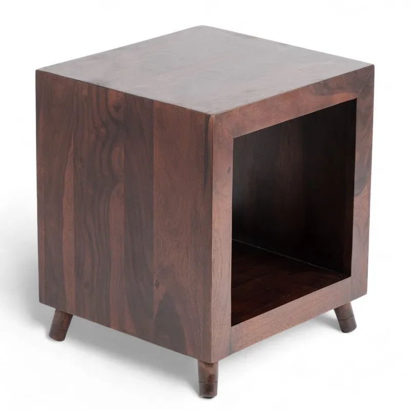 Qverox Sheesham Wooden Side & Bedside Table - Dark Brown media 4