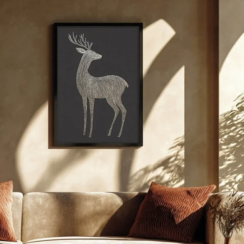 Majestic Deer Illustration Canvas Wall Painting With Black Frame media 4