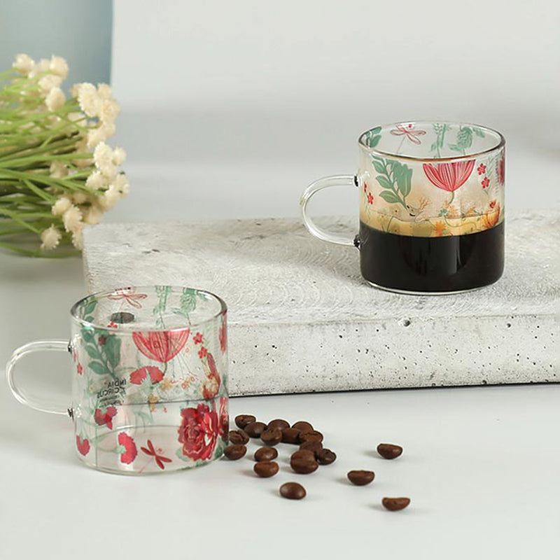 India Circus Rose Vine Glass Mug (130 mL Each Each) - Set Of Four media 6