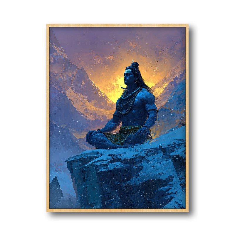 Lord Shiva Meditating I Archival Paper Wall Art - Natural Brown Frame media 5