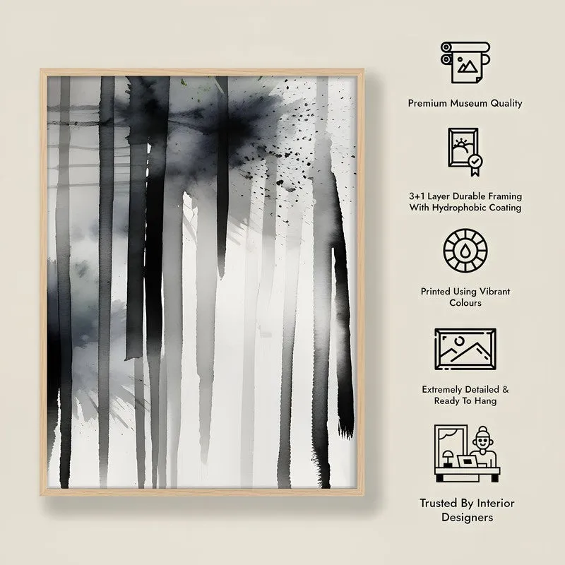 Ink Trails Framed Canvas Archival Canvas Wall Painting - Natural Brown Frame media 7