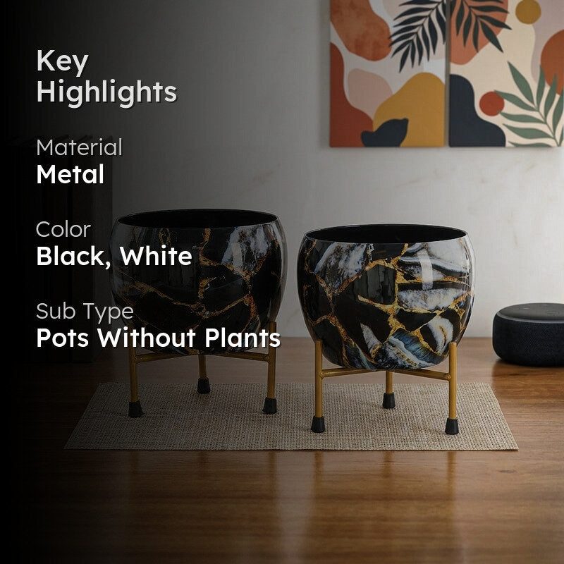 Enila Ethnic Handcrafted Planter With Stand - Four Piece Set media 2
