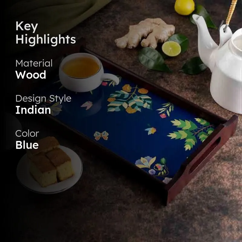 Vibrant Bliss Blue Wooden Tray media 2