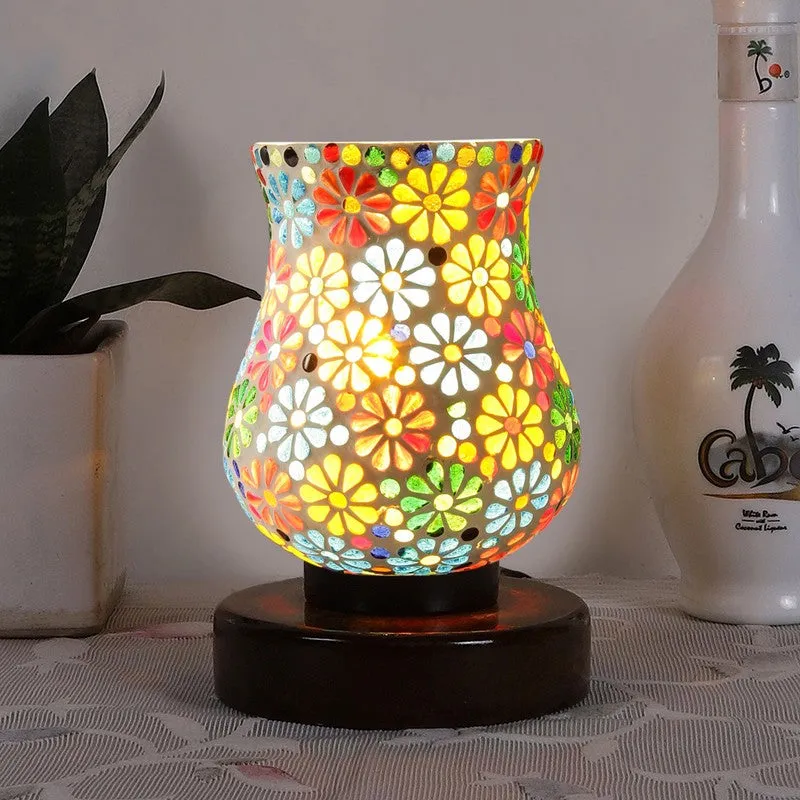 Stellix Mosaic Glass Table Lamp With Wooden Base - Multicolor media 3