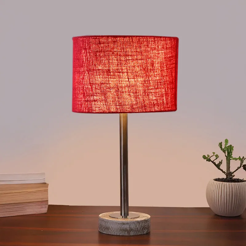 Sienna I Rodin Wooden Table Lamp - Maroon,Silver,White media 2