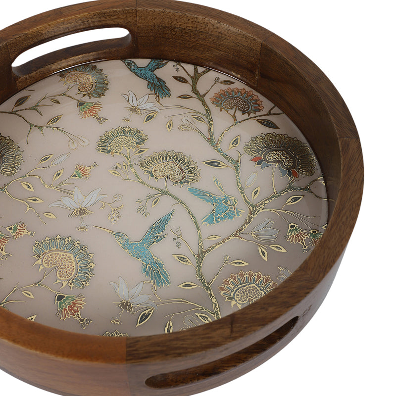 Blossom Glow Round Wooden Serving Tray media 5