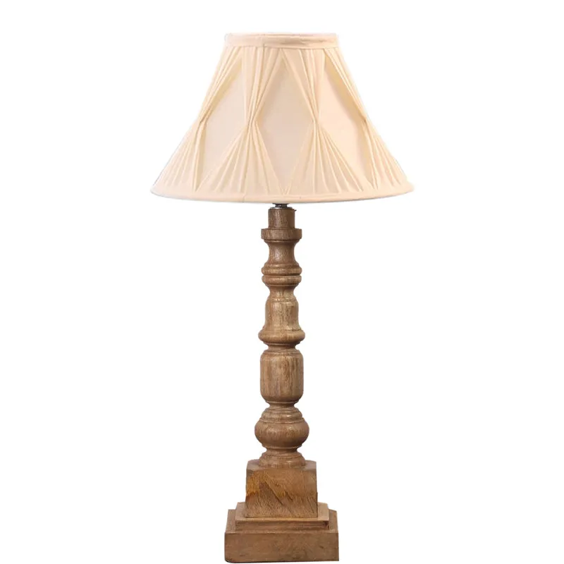 Pleatra Pinch Arbor Wooden Table Lamp - Ivory,Brown media 6