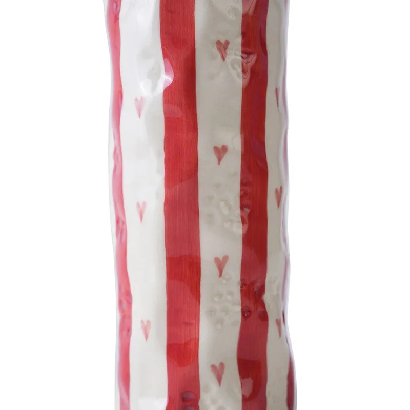 Monoline Stripe Tall Ceramic Vase - Red media 5