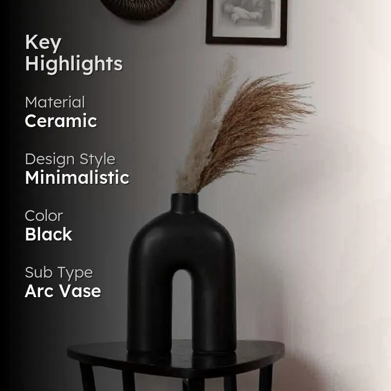 Scandinavian U Vase - Black media 2