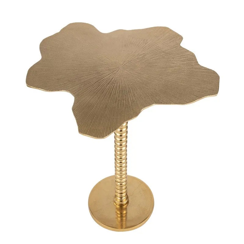 Floral Sculpt Aluminum Side Table - Gold media 5