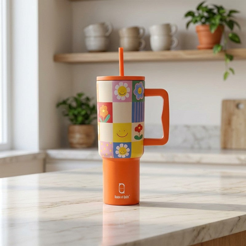 Retro Daisy Stainless Steel Tumbler - 1200 ML