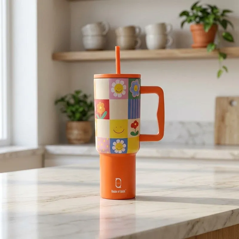 Retro Daisy Stainless Steel Tumbler - 1200 ML media 1