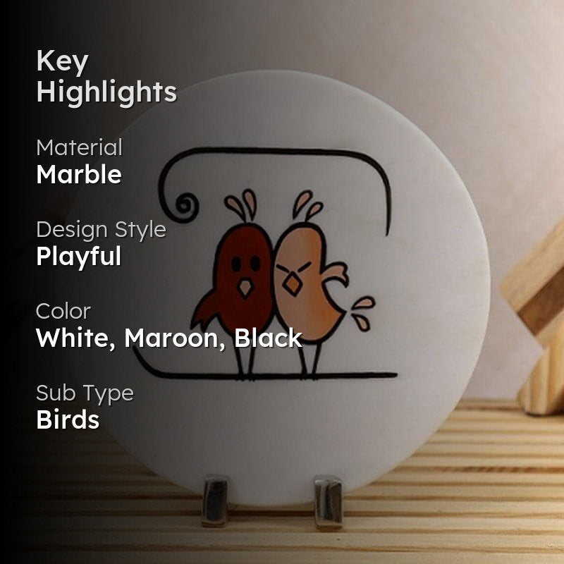 Birdie Darling Hand Painted Marble Showpiece media 2