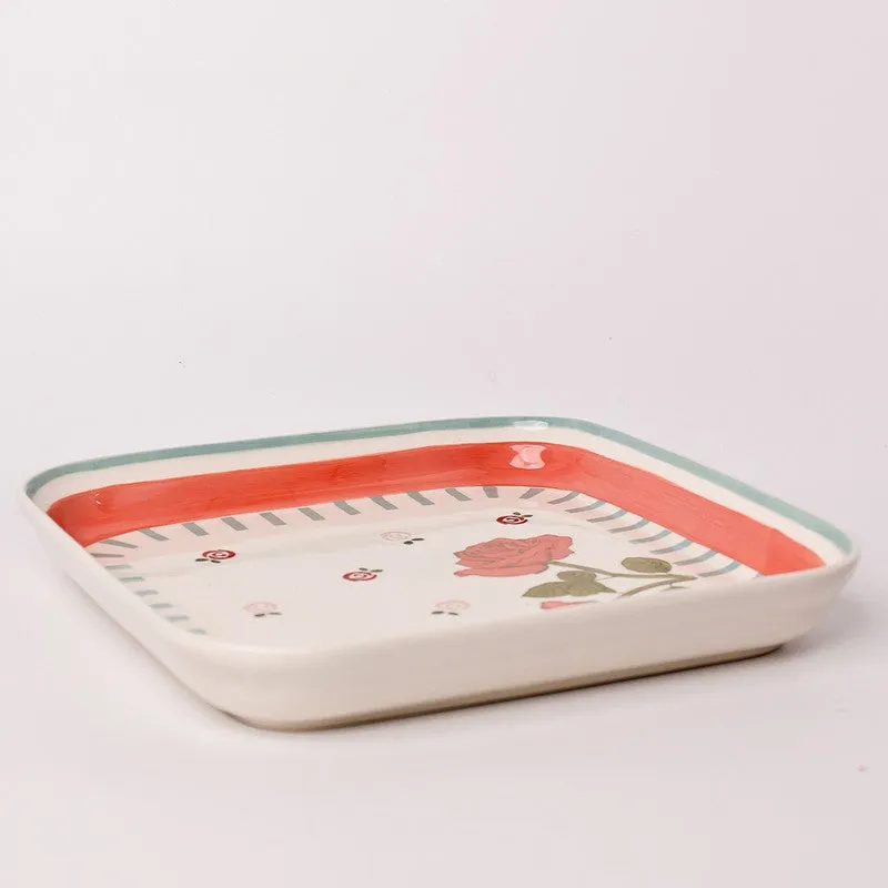Tea Garden Handpainted Square Platter media 5