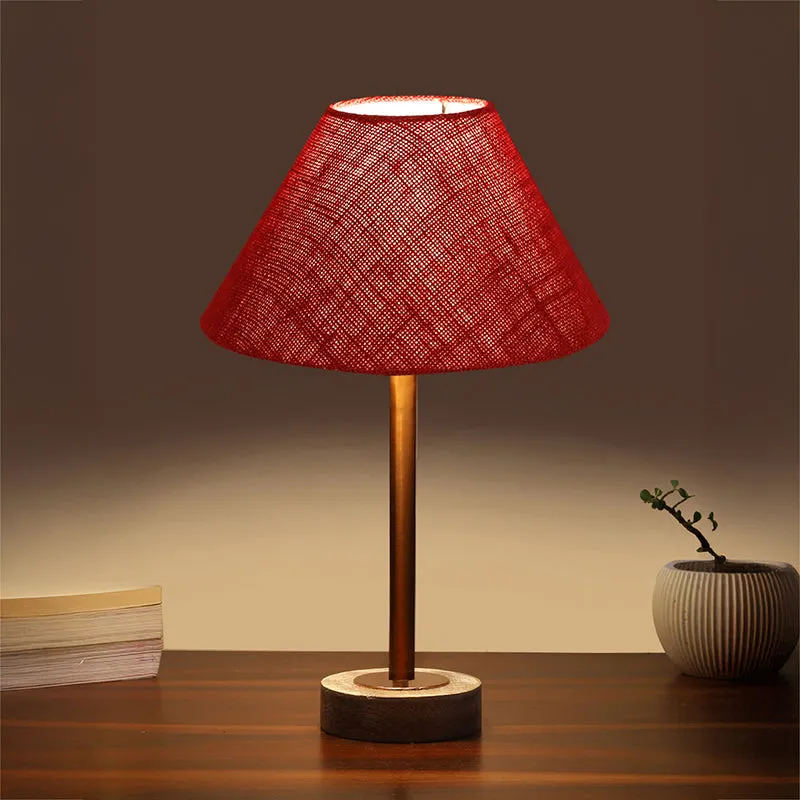 Sienna II Rodin Wooden Table Lamp - Maroon,Copper,White media 1
