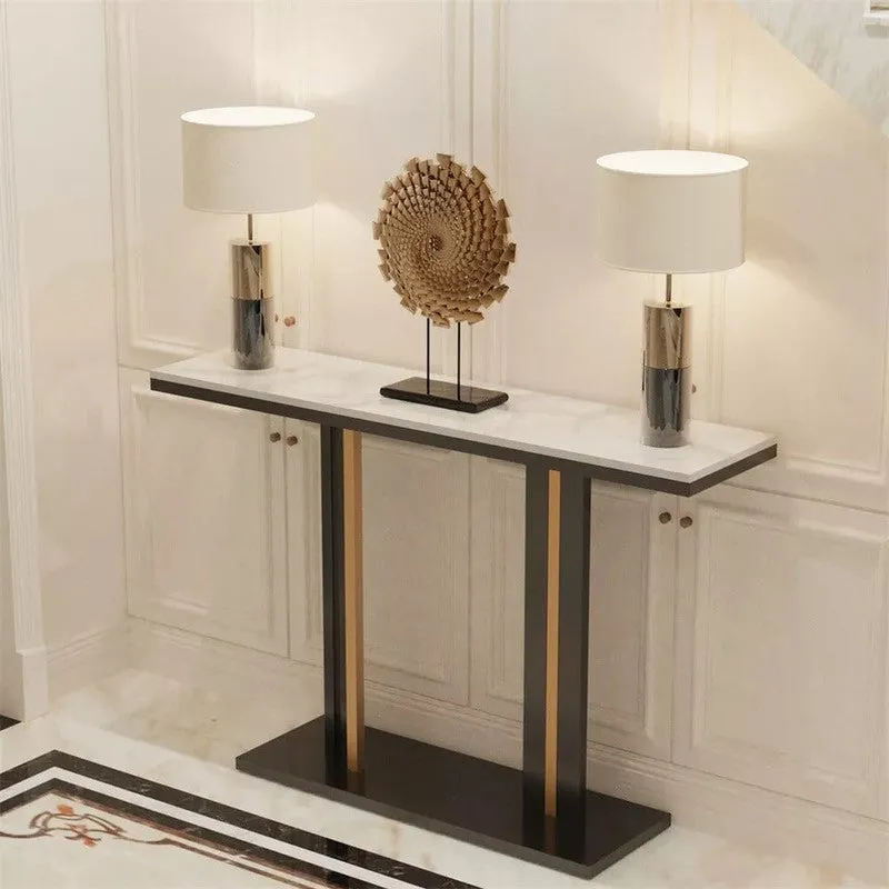 Chic Metal Console Table with Marble Top - Small media 3