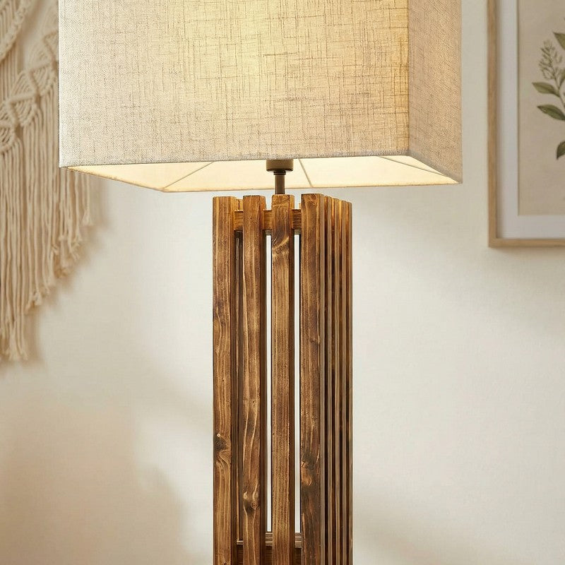 Coronis Wooden Floor Lamp with Fabric Shade media 5