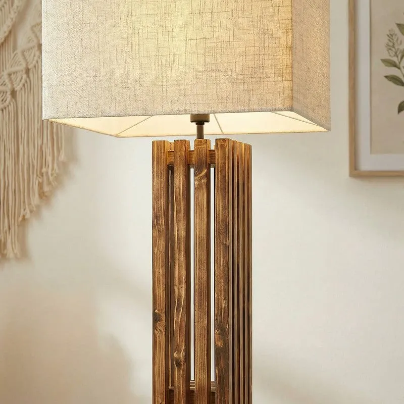 Coronis Wooden Floor Lamp with Fabric Shade media 5