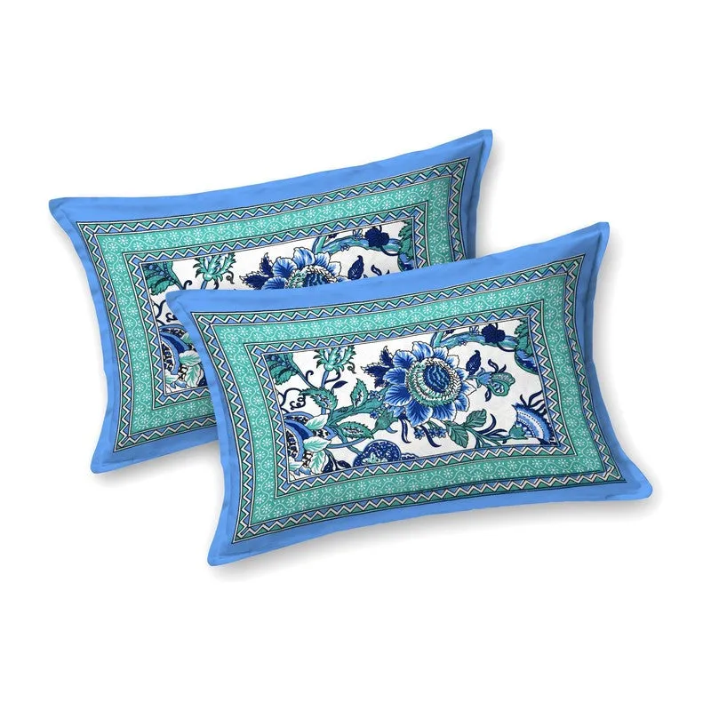 Tonear Cotton Bedsheet (Blue,Green) - 240 TC media 4