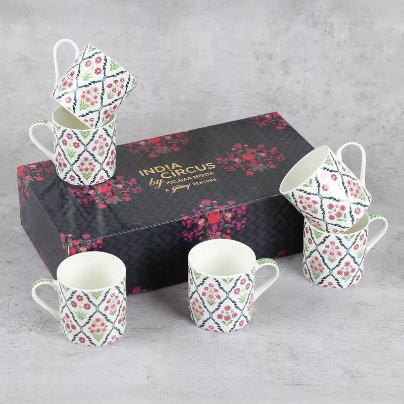 India Circus Floral Fusion Tea Cups (220 mL Each) - Set Of Six media 6
