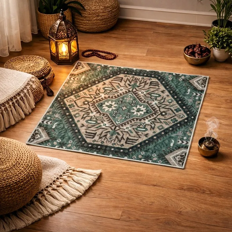 Iman Grace Prayer Mat (Green) - 550 GSM media 1