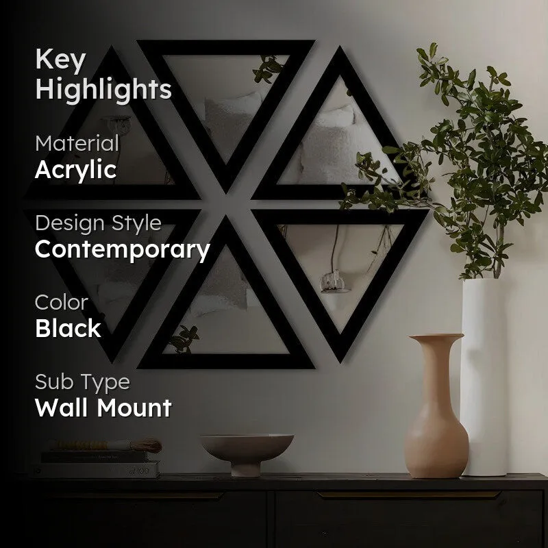 TriAxis Reflector Wall Mirrors (Black) - Set Of Six media 2