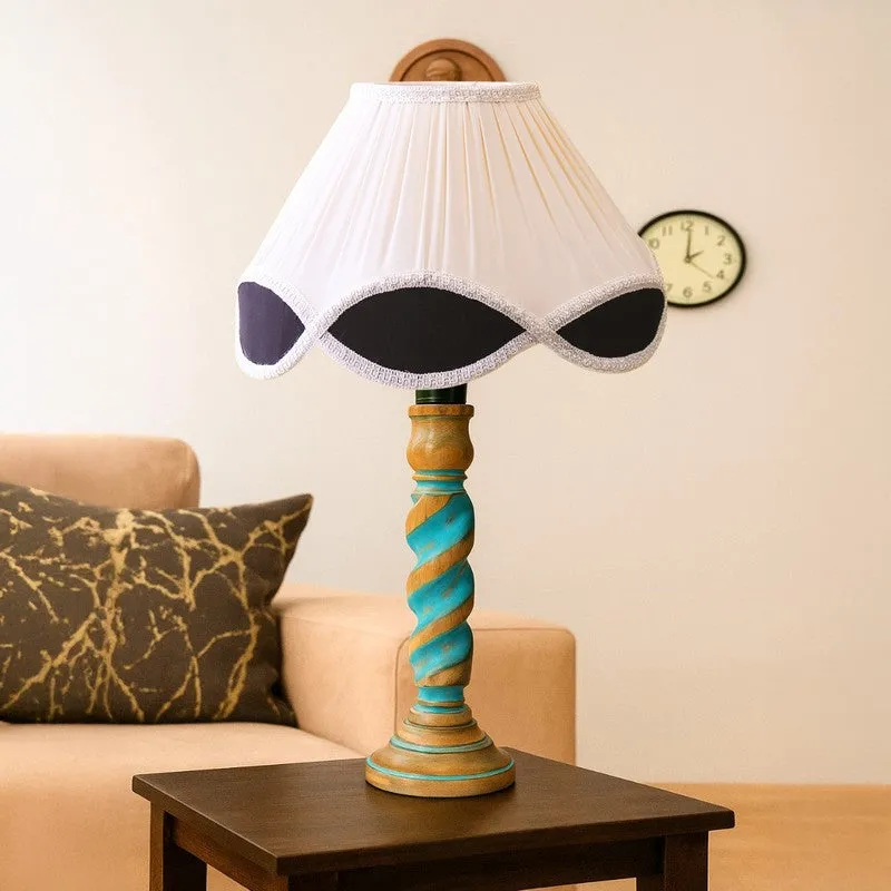Elara Zylo Wooden Table Lamp - OffWhite media 4