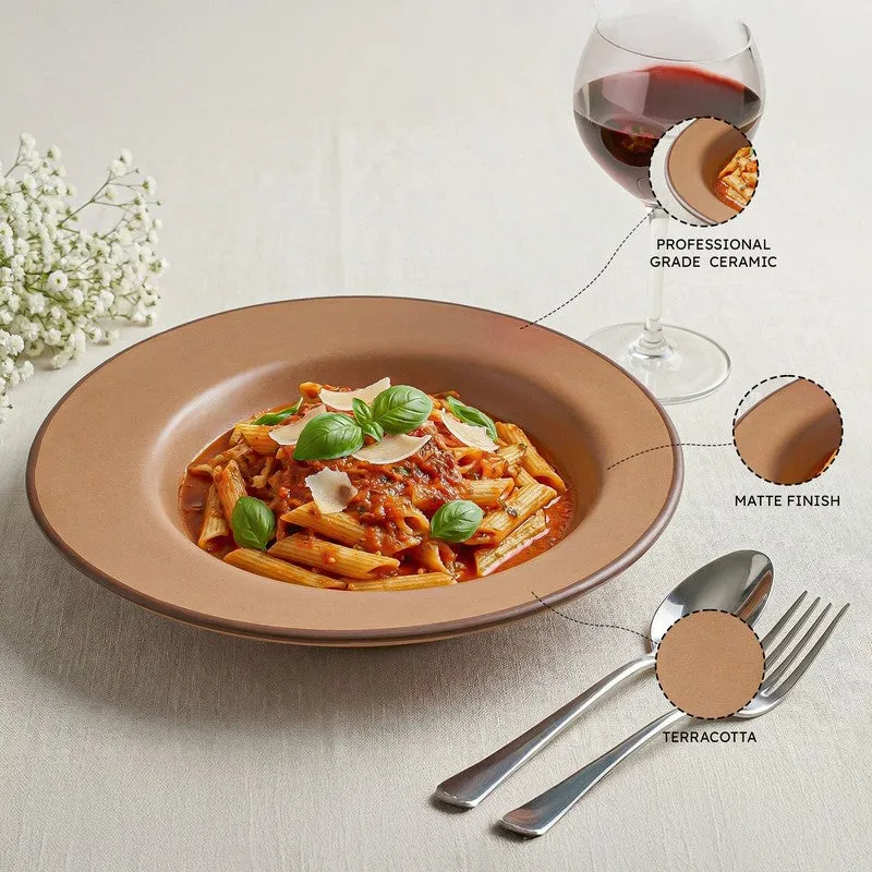 Whimsi Ceramic Pasta Plate (Brown,350 mL Each) - Set Of Two media 5