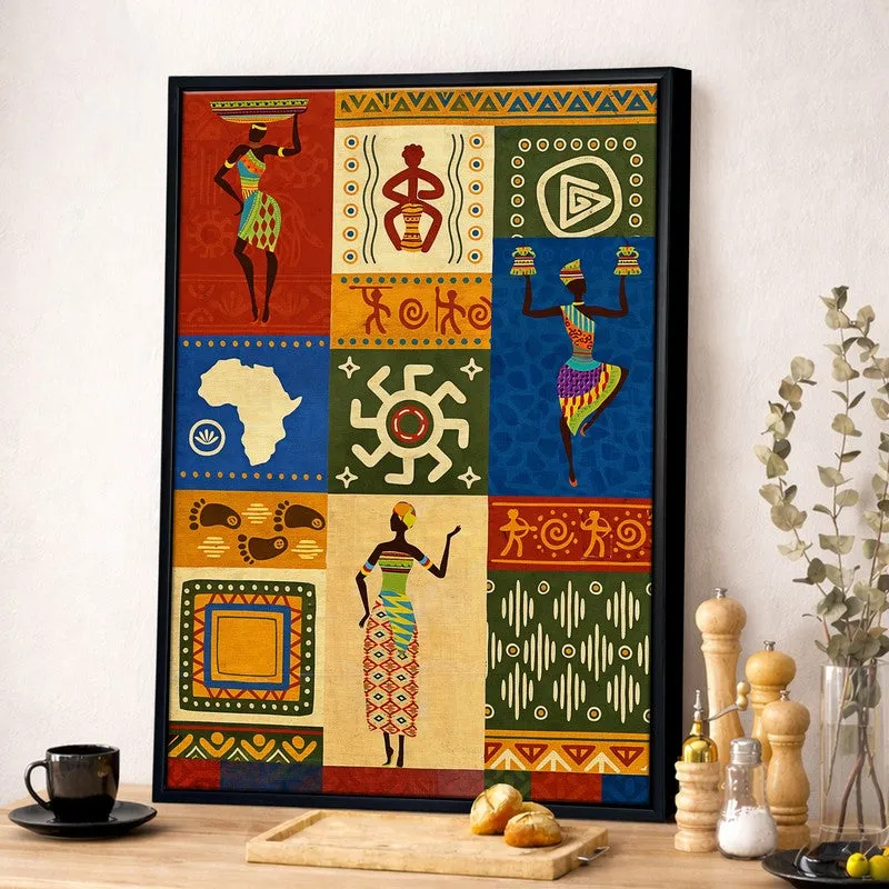 African Warli Canvas Wall Painting With Frame media 2