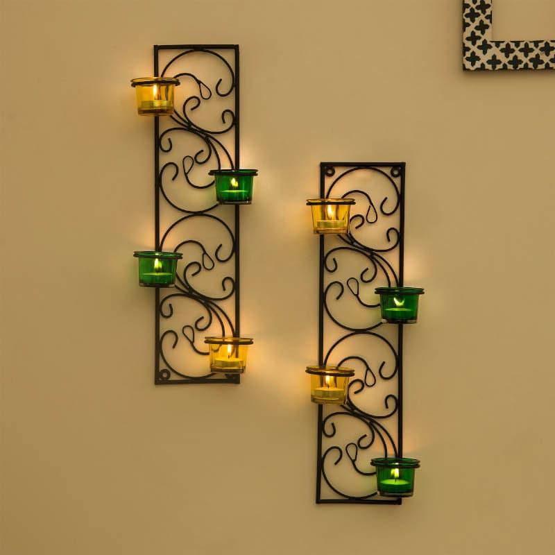 Twisted Luminaire Candle Holder (Green & Yellow) - Set Of Two media 3