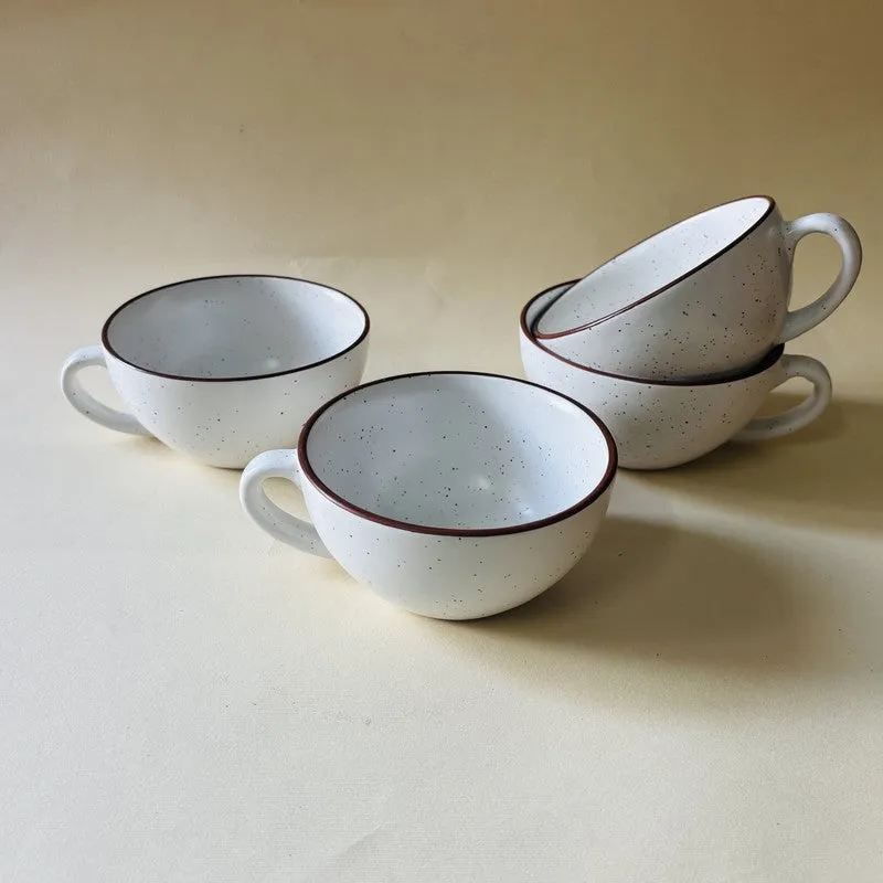 Ceramic Tea Cups (White,240 mL Each) - Set Of Four media 5