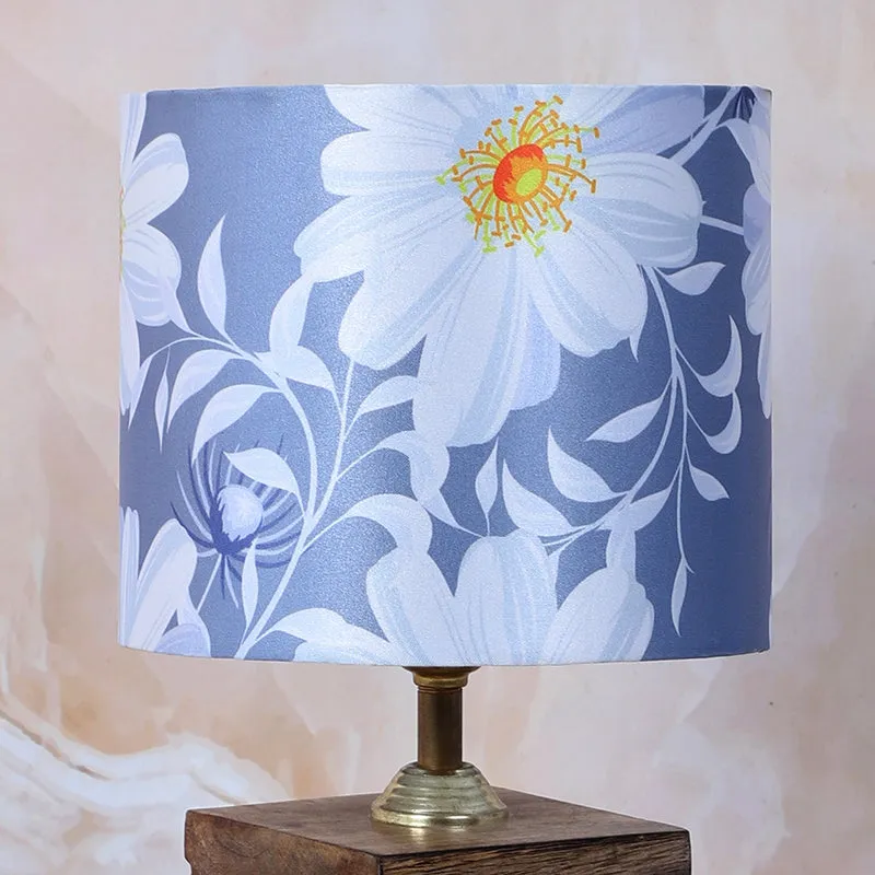 Daisy Blooms Cube Printed Mango Wood Table Lamp - White,Blue,Brown media 5