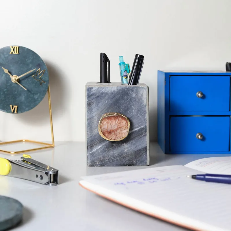Neiro Marble & Agate Stationary Holder - Brown media 1