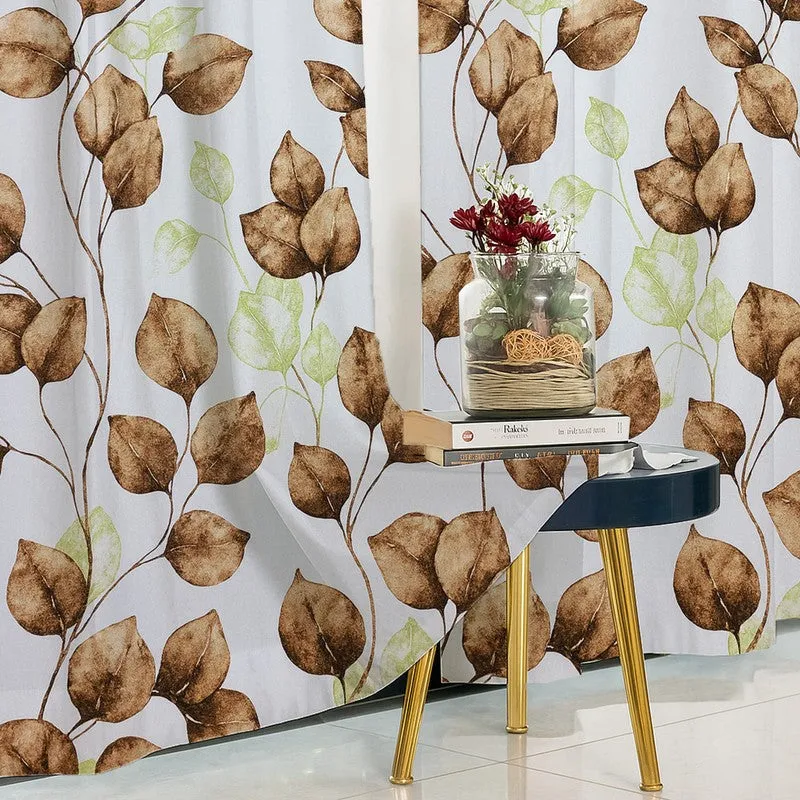 Garden Glow Cotton Curtains (brown,white) - Set Of Two media 5